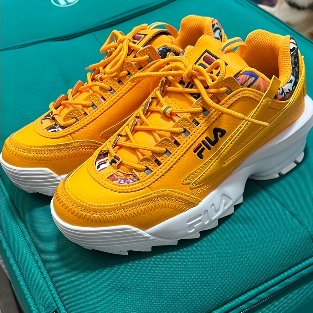 FILA Orange Sneakers with Patterned Accents